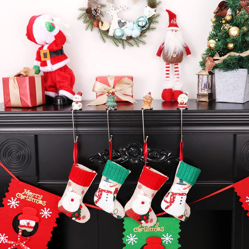 Rotatable Christmas Stocking Holders Set of 4 Mantel Metal Hooks Stocking Hanger for Fireplace Xmas Non-Slip Safety Hang Grip Fireplace Hook for Christmas Party Decoration (4)
