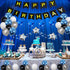 25th Birthday Decorations for Men Women Boy Girl,Blue Black Birthday Party Supplies with 25 Silver Number Balloon Happy Birthday Banner for 25th and 52nd Birthday Party