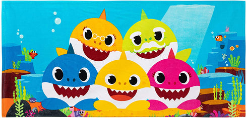 Franco Kids Super Soft Cotton Beach Towel, 58 in x 28 in, Baby Shark