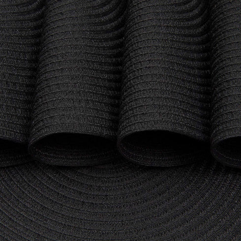 SHACOS Round Braided Placemats Set of 6 Washable Cotton Polyester Woven Round Table Mats 15 inch Heat Resistant (Black, 6)