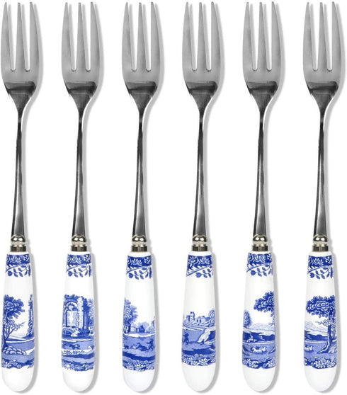 Spode Blue Italian Set of 6 Pastry Forks