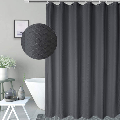 AooHome Waffle Weave Patttern Polyester Shower Curtain with Weighted Hem, Standard Size Heavy Duty Shower Curtain with Hooks, Charcoal, 72x72 Inch