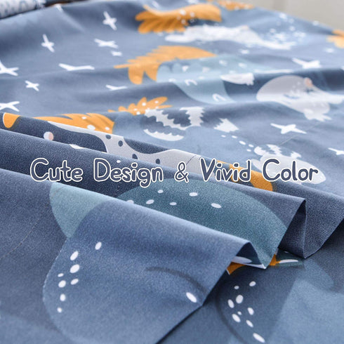 JSD Navy Blue Kids Owl Printed Sheet Set Twin for Boys Girls, Soft Microfiber Fitted Sheet Flat Sheet Pillowcases 3 Pieces