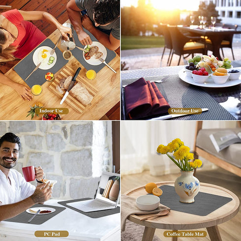 Placemats Set of 6, Placemat with Coasters Heat Stain Scratch Resistant Non-Slip Waterproof Oil-Proof Washable Wipeable Outdoor Indoor Place mats for Kitchen Dining Patio Table Kitchen Decor and Kids