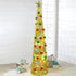 Joliyoou Artificial Christma Tree with Light, 5 FT Collapsible Tinsel Pop Up Christmas Tree with Christmas Balls & Tree Topper Battery Operated 48 LED Multi Colored Lights, Not Pre-lit (Golden)