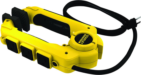 Stanley 32050 FatMax Power Claw with Grounded 3-Outlet Clamping Power Strip , Yellow