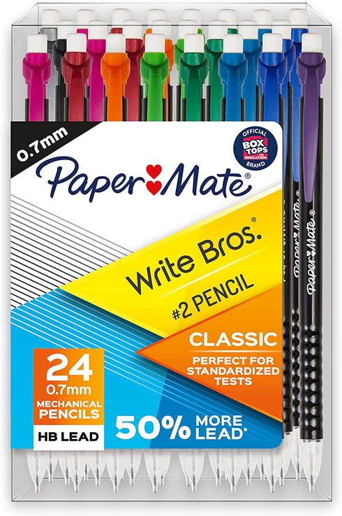 Paper Mate Mechanical Pencils, Write Bros. Classic #2 Pencil, Great for Standardized Testing, 0.7mm, 24 Count