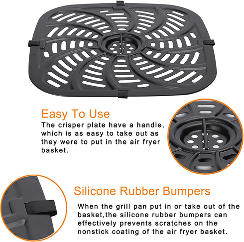 Air Fryer Replacement Grill Pan for Gourmia 8QT Digital Air Fryer GAF838,Air Fryer Grill Pan Replacement Parts for Chefman TurboFry Air Fryer 8QT,Nonstick Coating Air Fryer Crisper Plate