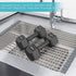 SPLF Adjustable Roll Up Dish Drying Rack, Collapsible Over The Sink Dish Drying Rack Kitchen Rolling Dish Drainer, Portable Silicone and Stainless Steel Rolling Rack for Kitchen Sink Counter