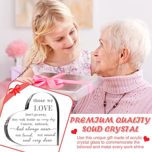 Sympathy Gifts Memorial Bereavement Gifts Crystal Glass Heart Condolence Gifts for Loss of Loved One, Loss of Father, Loss of Mother Remembrance Gifts (6 x 6 x 0.6 Inch)