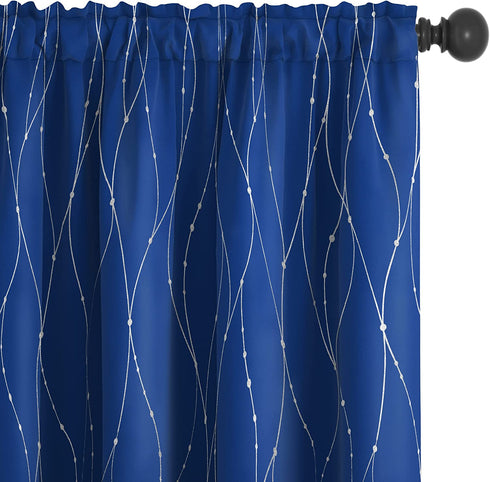 Deconovo Thermal Insulated Blackout Curtains for Sliding Glass Door - Light Blocking Curtains with Rod Pocket, Window Panels for Livingroom, Set of 2 Panels (W52 x L95 Inch, Royal Blue)