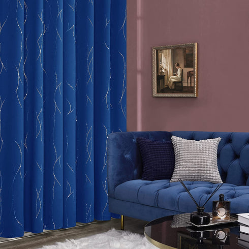 Deconovo Thermal Insulated Blackout Curtains for Sliding Glass Door - Light Blocking Curtains with Rod Pocket, Window Panels for Livingroom, Set of 2 Panels (W52 x L95 Inch, Royal Blue)