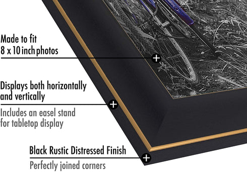 Americanflat 8x10 Rustic Black Picture Frame with Polished Glass - Horizontal and Vertical Formats for Wall and Tabletop - Pack of 2