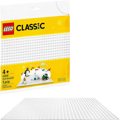 LEGO Classic White Baseplate 11010 Creative Toy for Kids, Great Open-Ended Imaginative Play Builders (1 Piece)