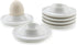 ComSaf Porcelain Egg Cups Plates with Base, Soft Boiled Egg Cup Holders White, Pack of 6