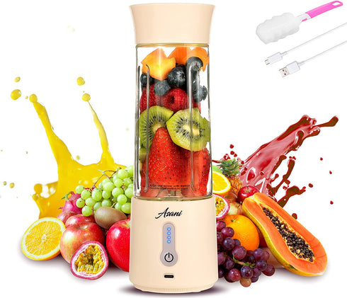 Portable Blender for Shakes and Smoothies, USB Rechargeable Personal Blender, Mini Blender with a 17.6oz Capacity, Strong Stainless-Steel Blades, and Powerful Motor, For Travel, Camping, Gym (Milk)