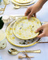 Bumble Bee Tableware Party Decorations | Paper Plates, Napkins, Beverage Cups | Baby Shower Gender Reveal Neutral Supplies, Birthdays and Weddings, Honeycomb, Yellow Floral, Gold Foil, Serves 16
