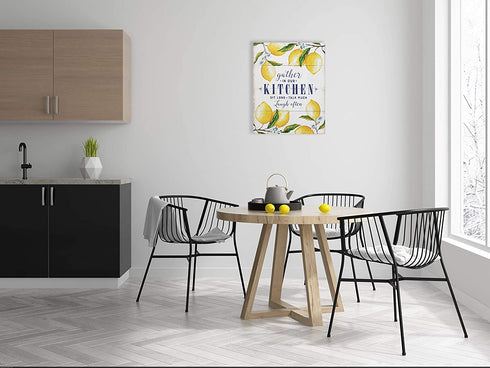 Creative Co-Op "Gather in Our Kitchen€¦" Wood Wall D©cor with Lemons