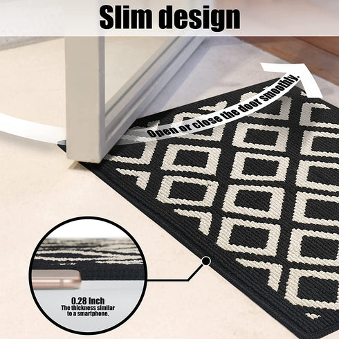 Feivea Indoor Doormat Durable Front Back Door Mat Outdoor Door Rug Resist Dirt Mat for Entryway Kitchen Patio Machine Washable Non Slip Easy Clean Low Pile, 20"x31.5" , Black and White