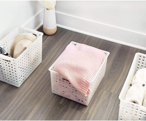 iDesign Modulon X/6 BPA-Free Recycled Plastic Large Stackable Basket, 11.2" x 14.3" x 8.1", Frost