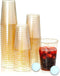 KOPHADOT 12oz Gold Glitter Plastic Cups 50 packs with 2 Party Pong Balls, Disposable and Reusable Elegant GoldCup Glitter Party Drinking Cups for Weddings, Bachelorette Parties, Christmas