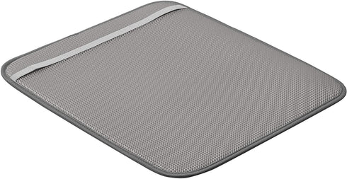 Amazon Basics Plastic Dish Drying Rack with 2 Mats (16" x 18") - Charcoal