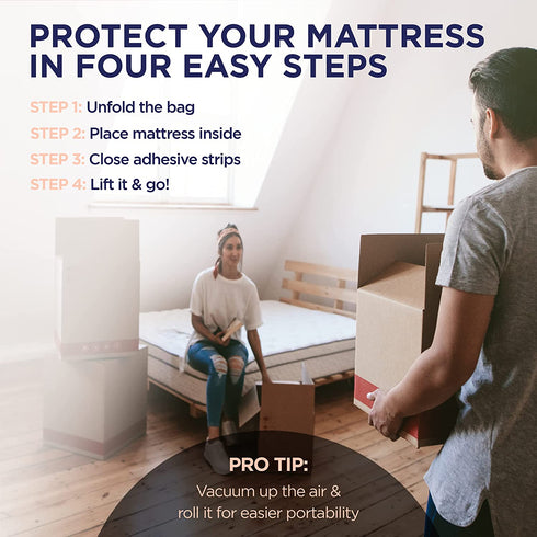 Ultrablock Mattress Bags for Moving or Storage 6 Mil Plastic Cover, Tear and Puncture Resistant, Non-Slip Grip, Extra Thick Twin Size Bag Moving Supplies
