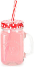 Mason Jar Mugs with Handle, multi COLORED Lids and Plastic Straws. 16 Oz. Each. Old Fashion Drinking Glasses - pack of 4 by Premium Vials