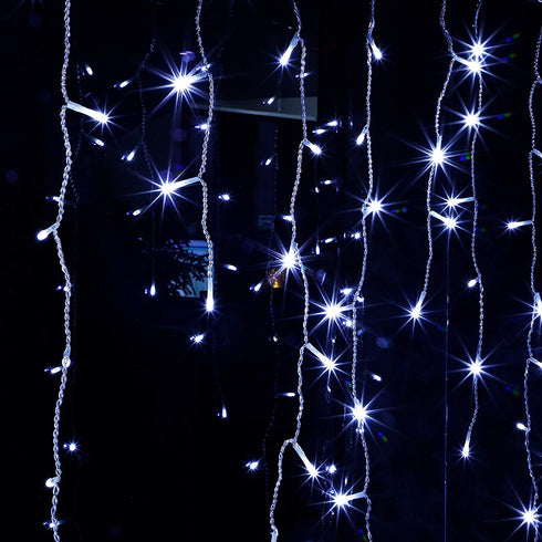 Twinkle Star 360 LED Christmas Iciclelights Outdoor Dripping Ice Cycle Lights, 29.5ft 8 Modes Curtain Fairy Lights with 60 Drops, Indoor Xmas Holiday Wedding Party Decorations, Cool White