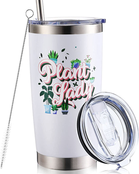 Plant Lady Lover Gifts, 20oz cactus plant Insulated Water Tumbler Cup Double Wall Vacuum Insulated Travel Cup Coffee Mug Wine Glasses Gifts for lady Women Wife Crazy Gardening cactus decor
