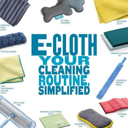 E-Cloth Window Cleaning Kit, Premium Microfiber Glass and Window Cleaner, Great for Shower Glass Doors, Indoor & Outdoor Windows and Car Windshield, Washable and Reusable, 100 Wash Guarantee, Green