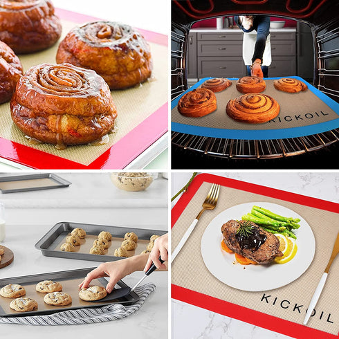 KICKOIL Silicone Baking Mat Set 4 Half Sheet Large Nonstick Silicone Bakeware Mats Reusable Heat Resistant Baking Sheet Silicone Mat BPA Free Kitchen Professional Baking Mat for Cookie,Macaron &Pastry