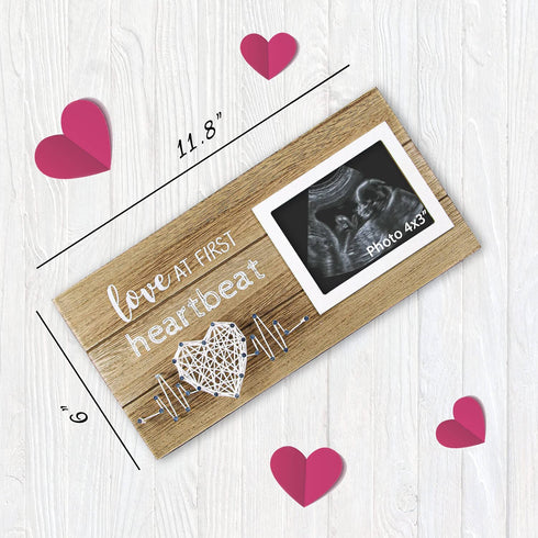VILIGHT New Mom Gifts - Pregnancy Announcements Ideas Baby Nursery Decor - Love At First Heartbeat Sonogram Picture Frame for Standard 4" x 3" Ultrasound Photo