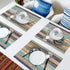 WARM TOUR Table Placemats Set of 4, Farm Cock Rooster on Retro Wood Grain Heat Resistant Place Mats Washable Cotton Linen Table Mats for Dining Kitchen, Easy to Clean, America Retro Country Theme