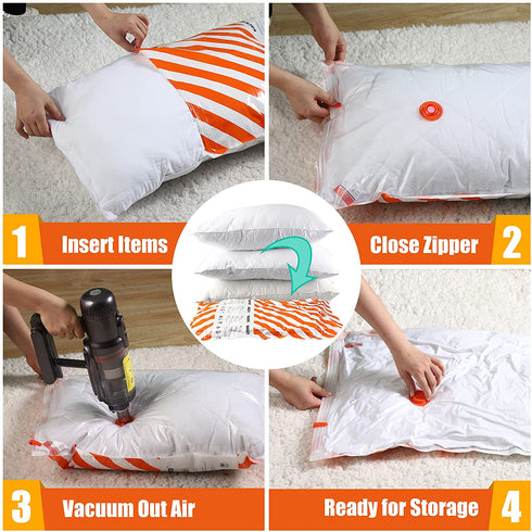 Vacuum Storage Bags 10Pack Small (23.6"x15.7") Reusable Vacuum Sealer bags, Compression Bags with Hand Pump for Clothes, Dresses, Travel