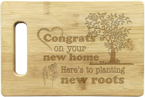 MY-ALVVAYS New House Homeowner Gift, Housewarming Gift, New House Gift, New Home Gift, First Home Gift, Congrats on your new home, Here's to Planting New Roots, Cutting Board Gift, 7"x 11", MCB034