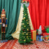 DomeStar 2.9Ft Tinsel Prelit Christmas Tree, Pop Up Artificial Pencil Slim Tree with 15PCS Christmas Balls for Xmas Decor Holiday Carnival Party Decorations