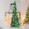 DomeStar 2.9Ft Tinsel Prelit Christmas Tree, Pop Up Artificial Pencil Slim Tree with 15PCS Christmas Balls for Xmas Decor Holiday Carnival Party Decorations