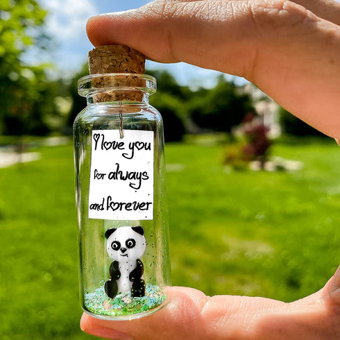 I Love You For Always and Forever - Cute and Kawaii Panda Figurine Gifts - Romantic Anniversary Presents for Men and Women - Meaningful Gift Idea for Friends and Family (Panda Bear and Message in a Bottle, I Love You For Always and Forever)