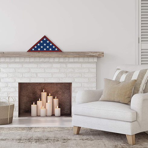 Americanflat Flag Case for Veterans - Fits a folded 3' x 5' American Military Flag - Triangle Display with Polished Plexiglass (Mahogany)