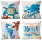 Hexagram Ocean Theme Summer Pillow Covers 18 x 18 Inch Set of 4 Blue Sea Turtle Beach Pattern Soft Linen Throw Pillow Cover Cushion Case for Couch Sofa Living Room Indoor Outdoor Home Decor