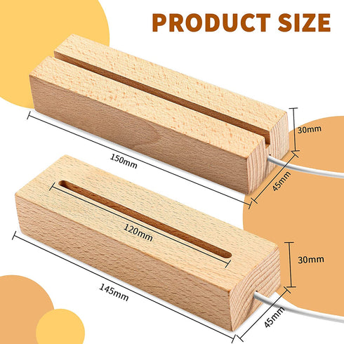 Mudder 2 Pieces 6 Inch Wooden Light Display Stand Led Base Art Lights Display Pedestal Crystal Wood Lighted Base Stand for 3D Laser Glass Resin Birthday Valentine Day, Commencement Ceremonies