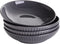 Bestone Pasta Bowls 40oz, Porcelain Embossed Strip Serving Bowls, Large Salad Soup Bowls, Microwave & Dishwasher Safe, Set of 4, Grey