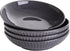 Bestone Pasta Bowls 40oz, Porcelain Embossed Strip Serving Bowls, Large Salad Soup Bowls, Microwave & Dishwasher Safe, Set of 4, Grey