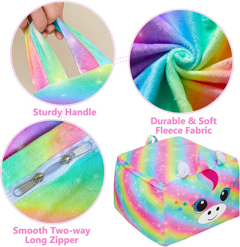 MHJY Unicorn Bean Bag Stuffed Animal Storage Beanbag Chair Cover for Kids Plush Toys Blankets Storage Bag (No Beans)