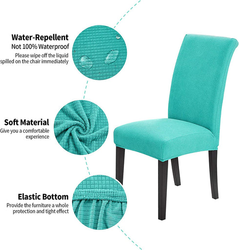 Joccun Chair Covers for Dining Room Set of 6,Water Repellent Dining Chair Slipcovers Stretch Dining Room Chair Covers Seat Protector,Washable Parsons Chair Cover for Home,Banquet(Turquoise,6 Pack)
