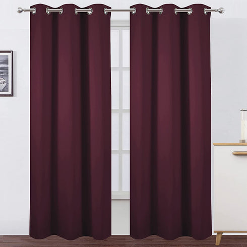 LEMOMO Burgundy Red Thermal Blackout Curtains/42 x 84 Inch/Set of 2 Panels Room Darkening Curtains for Bedroom