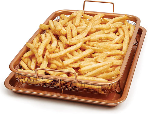 Copper Chef, 2-Piece Non-Stick Bakeware Set for Oven with Crisper Pan and Cookie Sheet, 13 x 9-Inch, N5O4RBL, Copper