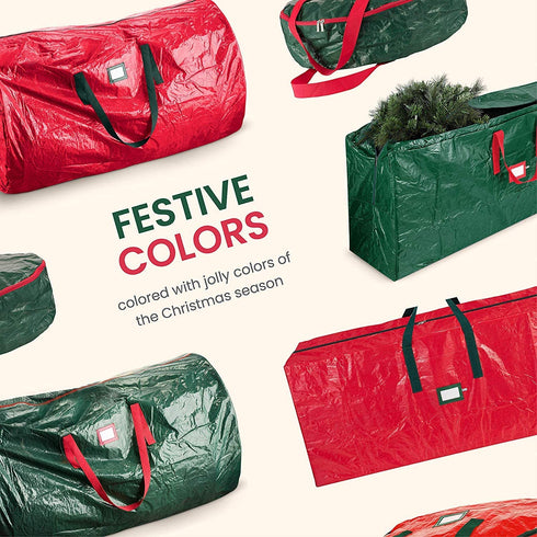 Artificial Christmas Tree Storage Bag - Fits Up to 7.5 Foot Holiday Xmas Disassembled Trees with Durable Reinforced Handles & Dual Zipper - Waterproof Material Protects from Dust, Moisture & Insects (Green)