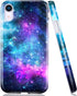 CutebriCase Apple iPhone XR Phone Case, Soft TPU Shockproof Fallproof Silicone Protective Cover Shell (Blue Purple Space Galaxy Nebula Design)